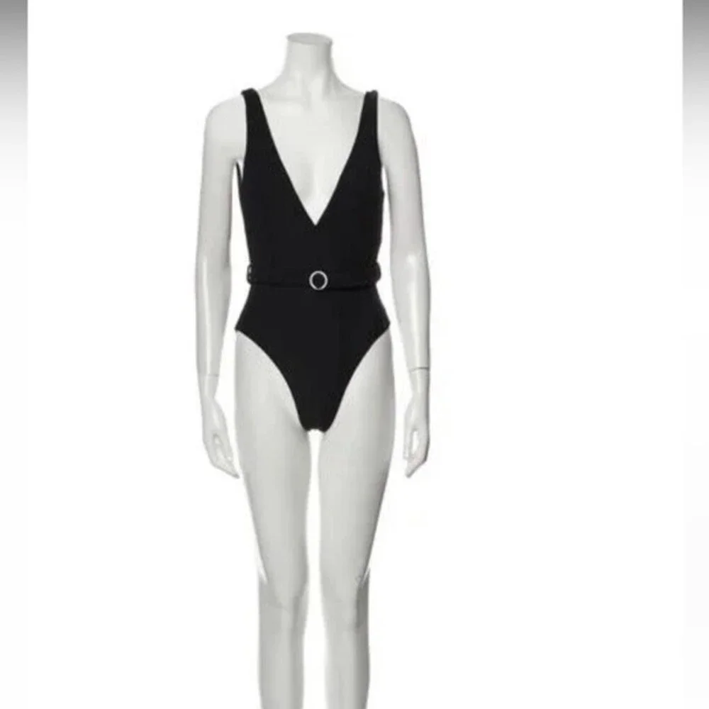 NEW Onia We Wore What One-Piece Black Swim Bathing Belted Silver Vacation w/ Tag